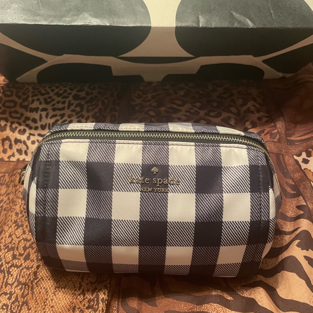 Kate Spade Buffalo plaid cosmetic bag used once smoke free home